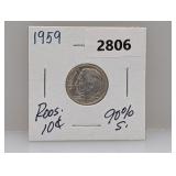 1959 90% Silv Roos Dime