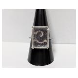 .925 Sterling Diamond & Clear Statement Ring Sz 9