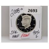 2008-S PF 90% Silv JFK Half $1