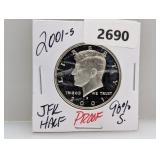 2001-S PF 90% Silv JFK Half $1