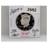 2007-S PF 90% Silv JFK Half $1