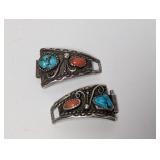 .925 Sterling Turquoise & Red Coral Watch Bands