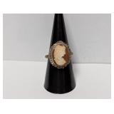 .800 Silver Cameo Ring Size 9