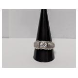 .925 Sterling Silver Ring Clear Stone Size 12