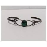.925 Sterling Silver Malachite Cuff Bracelet