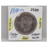 Rare 1890-CC 90% Silv Morgan $1 Dollar