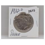 1922-D 90% Silv Peace $1 Dollar
