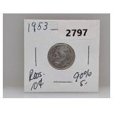 1953 90% Silv Roos Dime