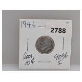 1946 90% Silv Roos Dime