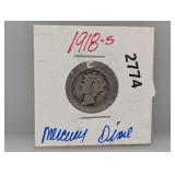 1918-S 90% Silv Mercury Dime