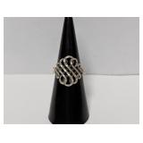 .925 Sterling Silver Filigree Design Ring Size 6