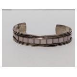 .925 Sterling Silver MP Pink Stone Cuff Bracelet
