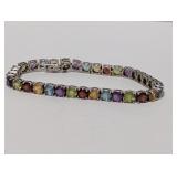 7" .925 Sterling Multi Color Tennis Bracelet