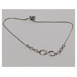 10" Adj .925 Sterling Infinity Sign Bracelet