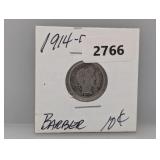 1914-D 90% Silv Barber Dime
