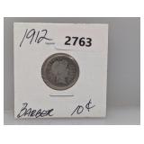 1912 90% Silv Barber Dime