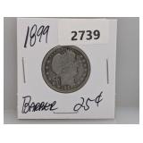 1899 90% Silv Barber Quarter