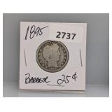 1895 90% Silv Barber Quarter