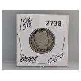 1898 90% Silv Barber Quarter