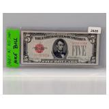 1928-F Red Seal $5 US Note