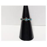 .925 Sterling Multi Stone Turquoise Ring Size 5