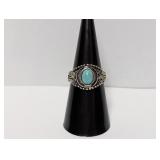 .925 Sterling Silver Turquoise Ring Size 7