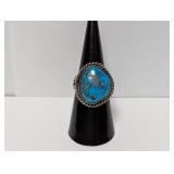 .925 Sterling Silver Turquoise Ring Size 7.5