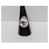 .925 Sterling Clear Stone Statement Ring Sz 8.5