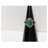 .925 Sterling Silver Turquoise Ring Size 5