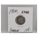 1906 90% Silv Barber Dime