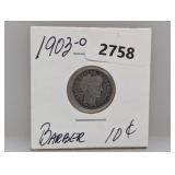 1903-O 90% Silv Barber Dime