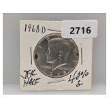 1968-D 40% Silv JFK Half $1 Dollar