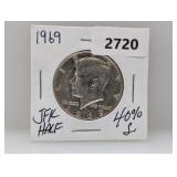 1969 40% Silv JFK Half $1 Dollar
