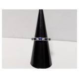 .925 Sterl Blue & CZ Stone Band Sz 6