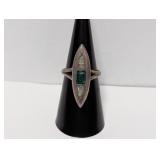 .925 Sterl Marquise Shape Artisan Ring Sz 6.5
