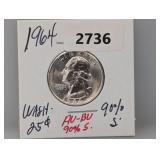 1964 90% Silv AU/BU Wash Quarter