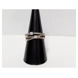 .925 Sterl Clear Stone Criss Cross Ring Sz 8