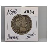 1898-O 90% Silv Barber Half $1 Dollar