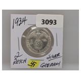 1934 Germany Silv 2 Reich