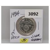 1934 Germany Silv 2 Reich