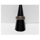.925 Sterl Basketweave Band Sz 8