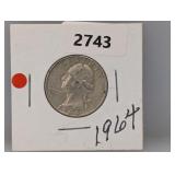 1964-D 90% Silv Wash Quarter