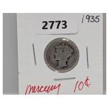 1935 90% Silv Mercury Dime