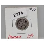 1935 90% Silv Mercury Dime