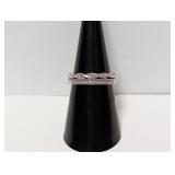.925 Sterl Diamond Twisted Band Ring Sz 7