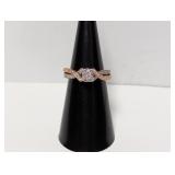 10K/.925 Sterl Diam Two Tone Ring Sz 6