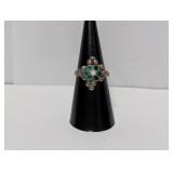 .925 Sterl Vtg Floral Cluster Ring Sz 6.5