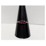 .925 Sterl Ruby & Diamond Ring Sz 9