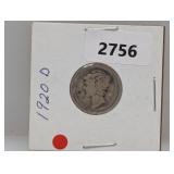 1920-D 90% Silv Mercury Dime