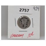 1924 90% Silv Mercury Dime